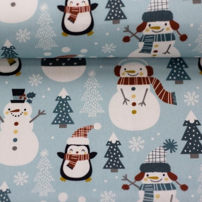 Baumwolle | BELLE Schneemann | Eisblau Bordeaux